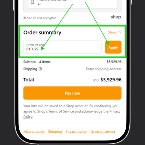 <strong>Step 5 – Enter Your Discount Code</strong>