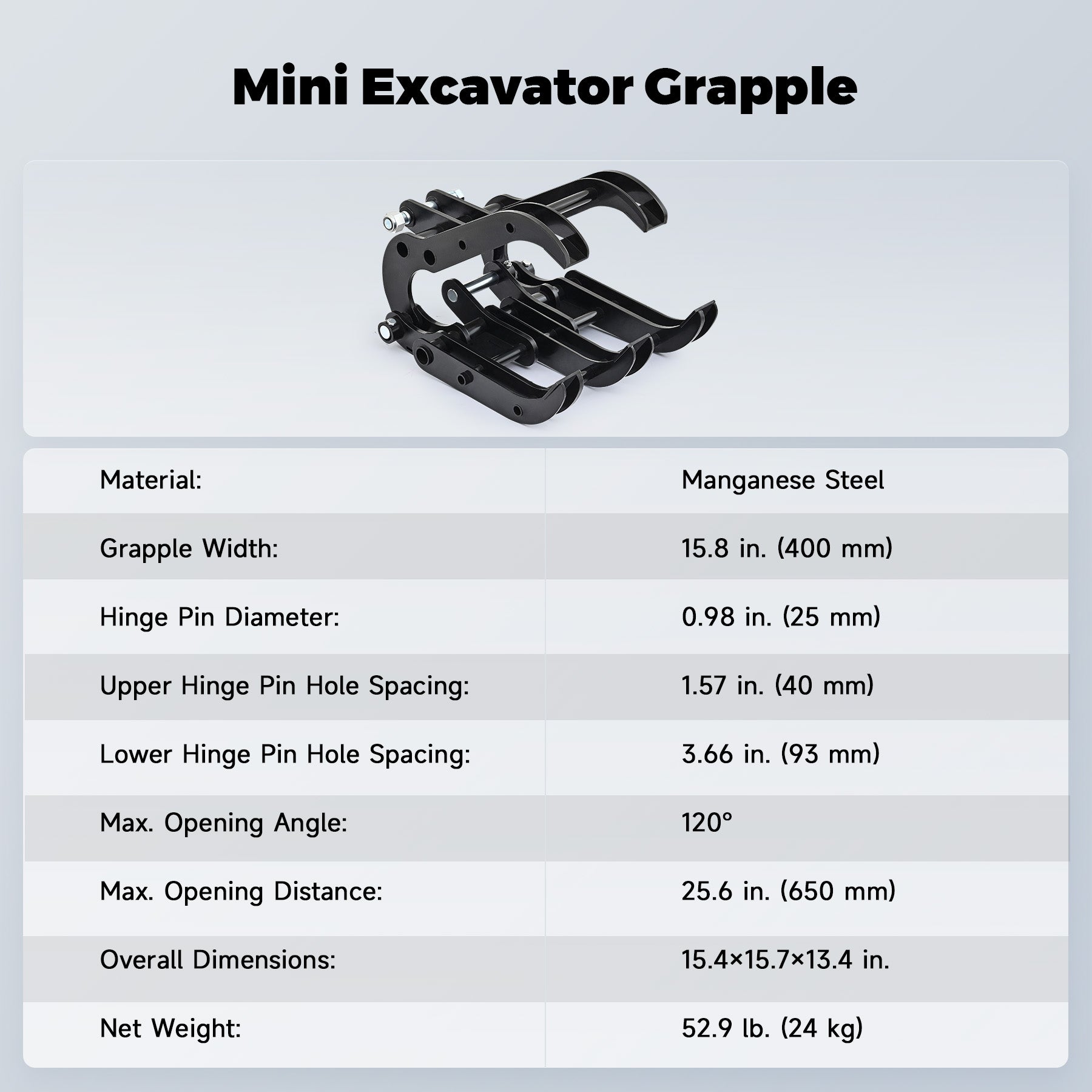 AHM Mini Excavator Grapple Grabber Attachment Wide Opening for 2 Ton Diggers