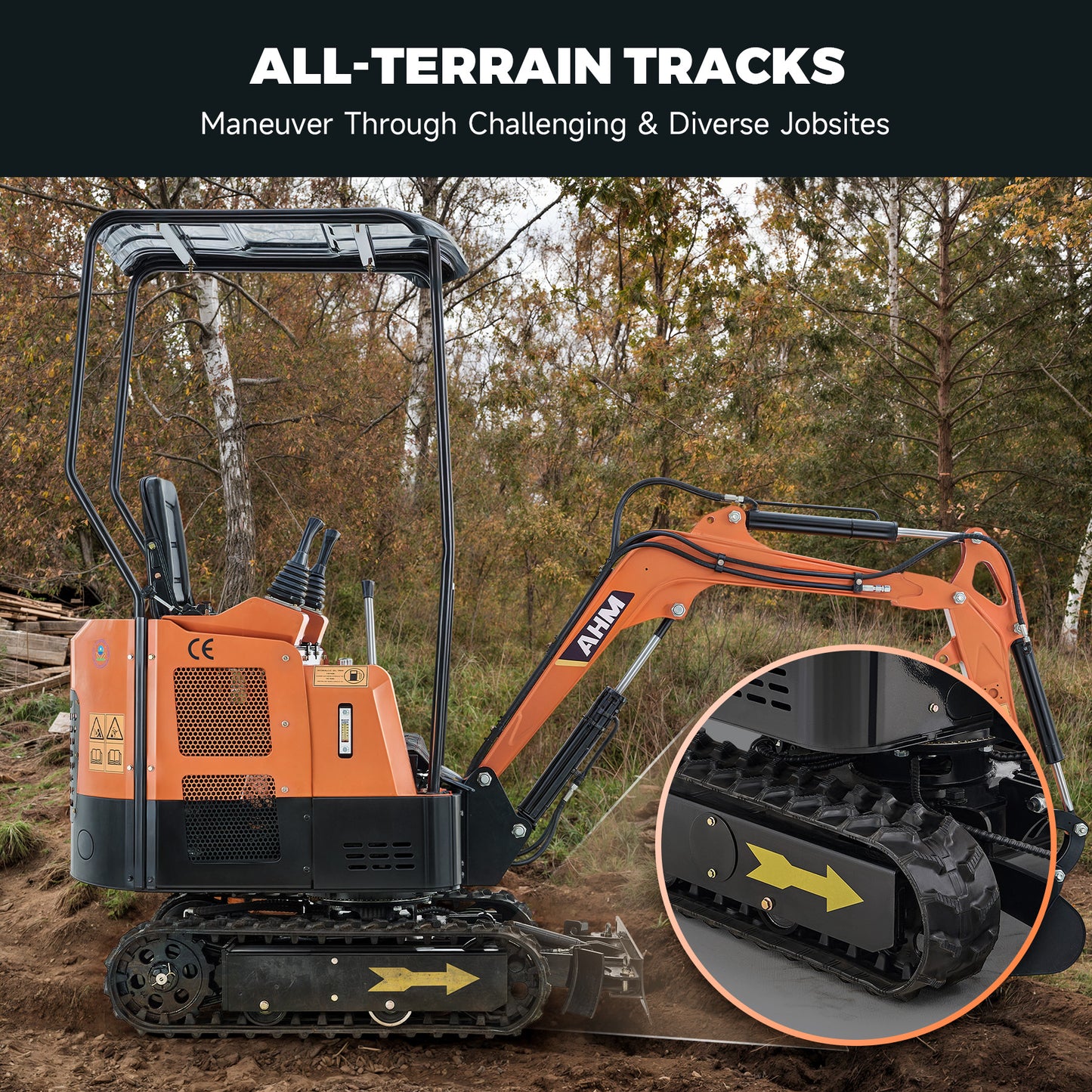 AHM 1 Ton Mini Crawler Excavator w Retractable Undercarriage for Trenching
