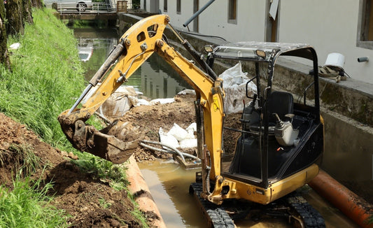 Property flood protection mini excavator