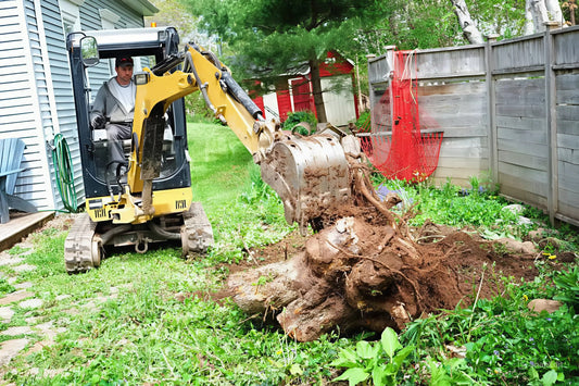 can a mini excavator pull stumps?