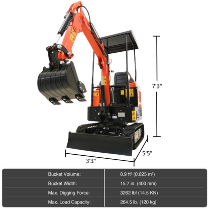 23 hp Mini Digging Machine 1 T Mini Crawler Excavator with 3262 lbf Force