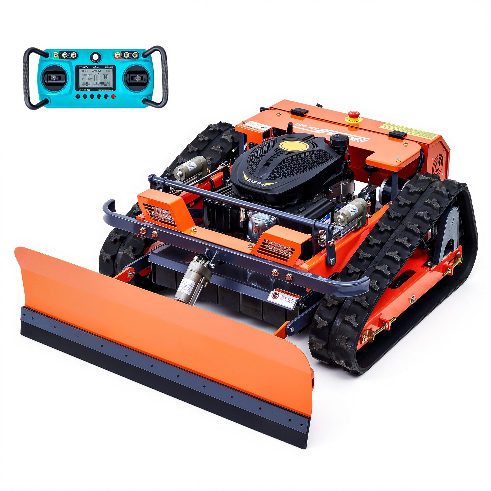 AHM Lawn Mower with Snow Plow, Remote-Controlled Grass Cutter & Snow Blower with 19.7" Cutting Width, Zero Turn Electric Grass Trimmer with 0.8"-5.9" Height Range 45° Max Slope 1094yd Remote Range