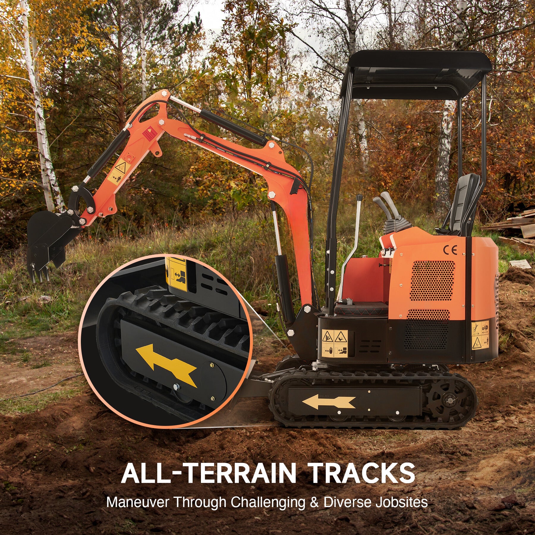 23 hp Mini Excavator 1 Ton Mini Crawler Excavator with All-Terrain Tracks