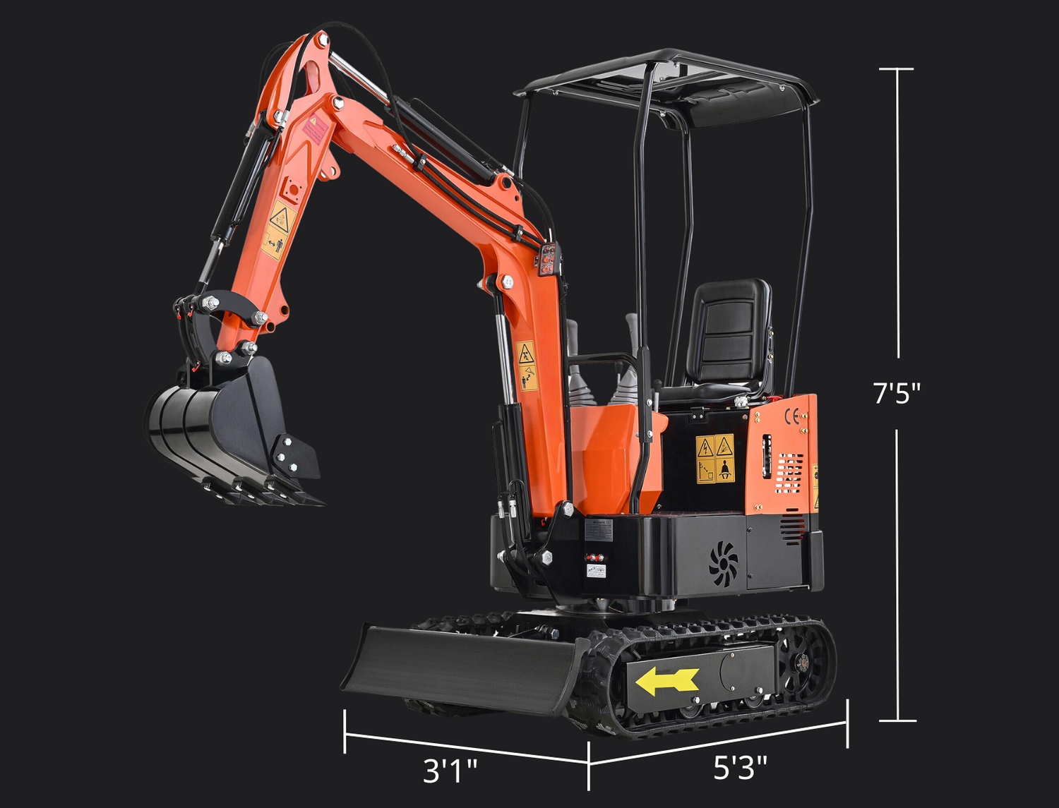 AHM 13.5hp Mini Excavator 1T Compact Crawler Excavator for Narrow & Tight Spaces