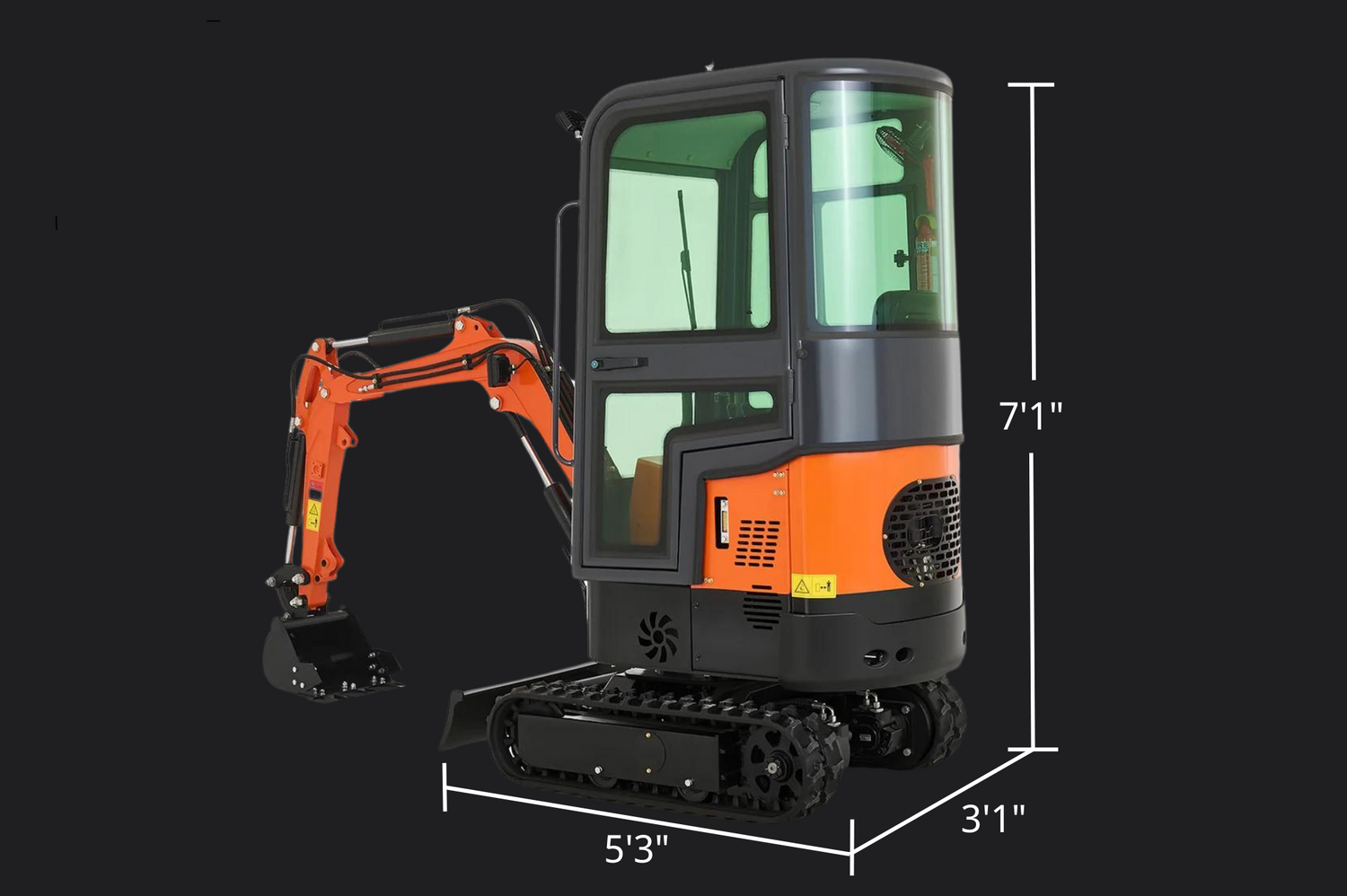 13.5 hp Mini Excavator 1 Ton Mini Crawler Excavator w All-Terrain Rubber Tracks