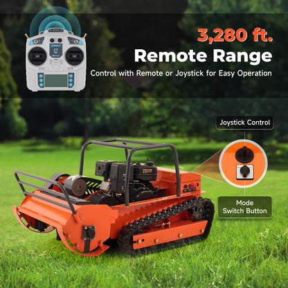 X80 | 31.5" Remote Control Lawn Mower, 13.6HP Hybrid Power, Adjustable Height, 45°Slope Climbing