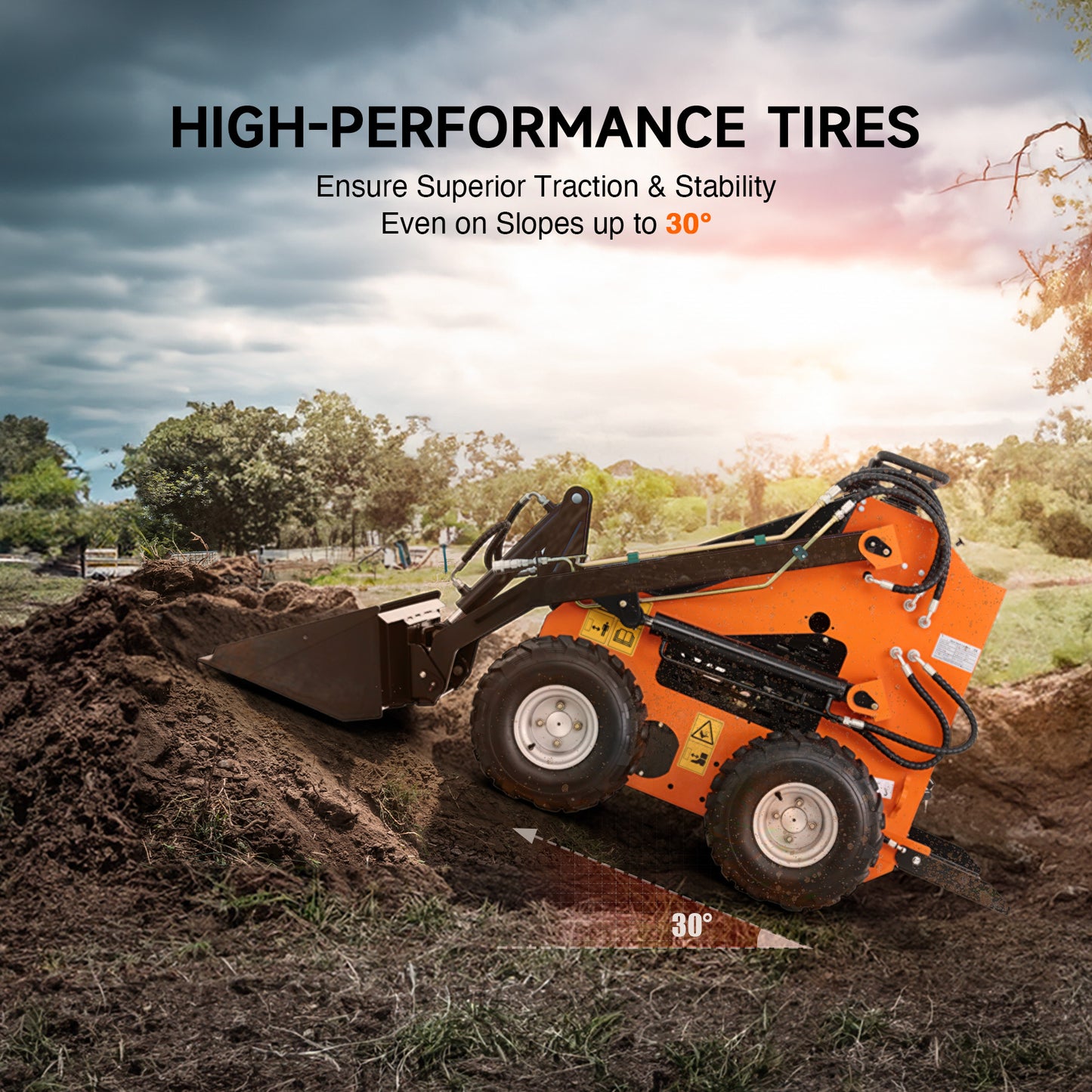 23HP Mini Skid Steer B&S Engine with high performance tires