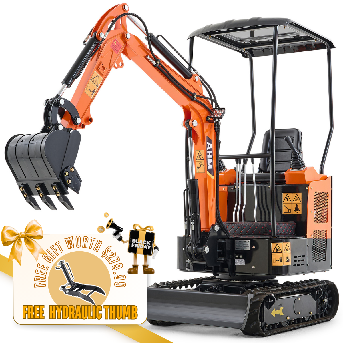 AX-16C | 23 HP B&S Engine Mini Excavator with Swing Boom