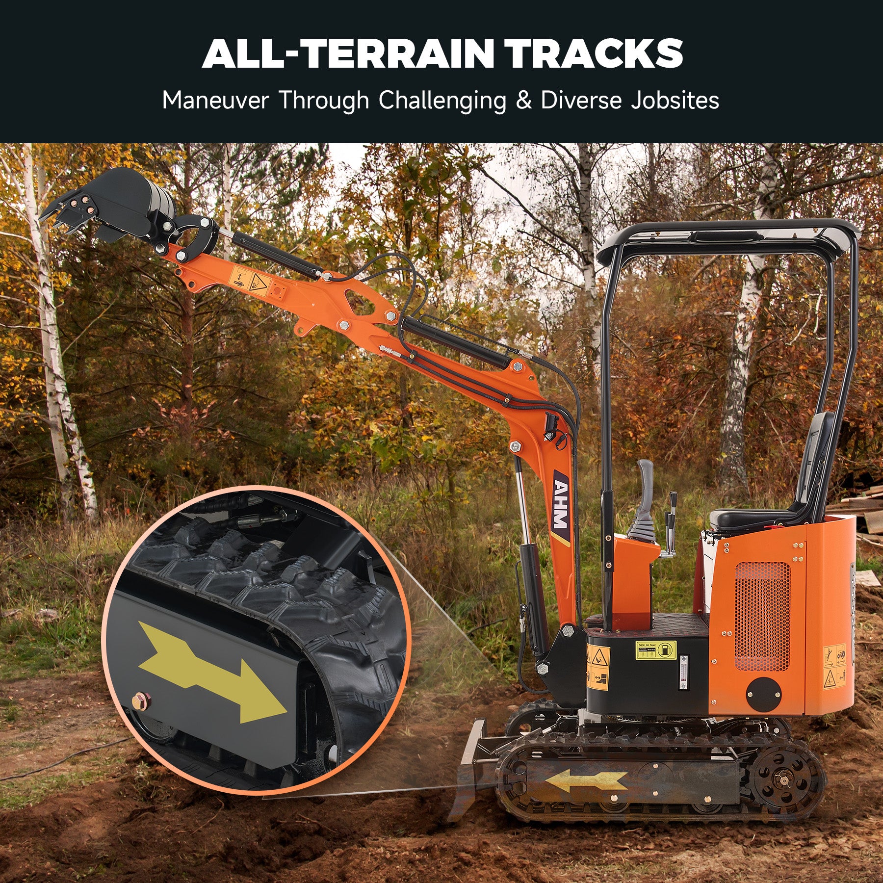 13.8 hp Mini Digging Machine 1 T Mini Crawler Excavator with All-Terrain Tracks