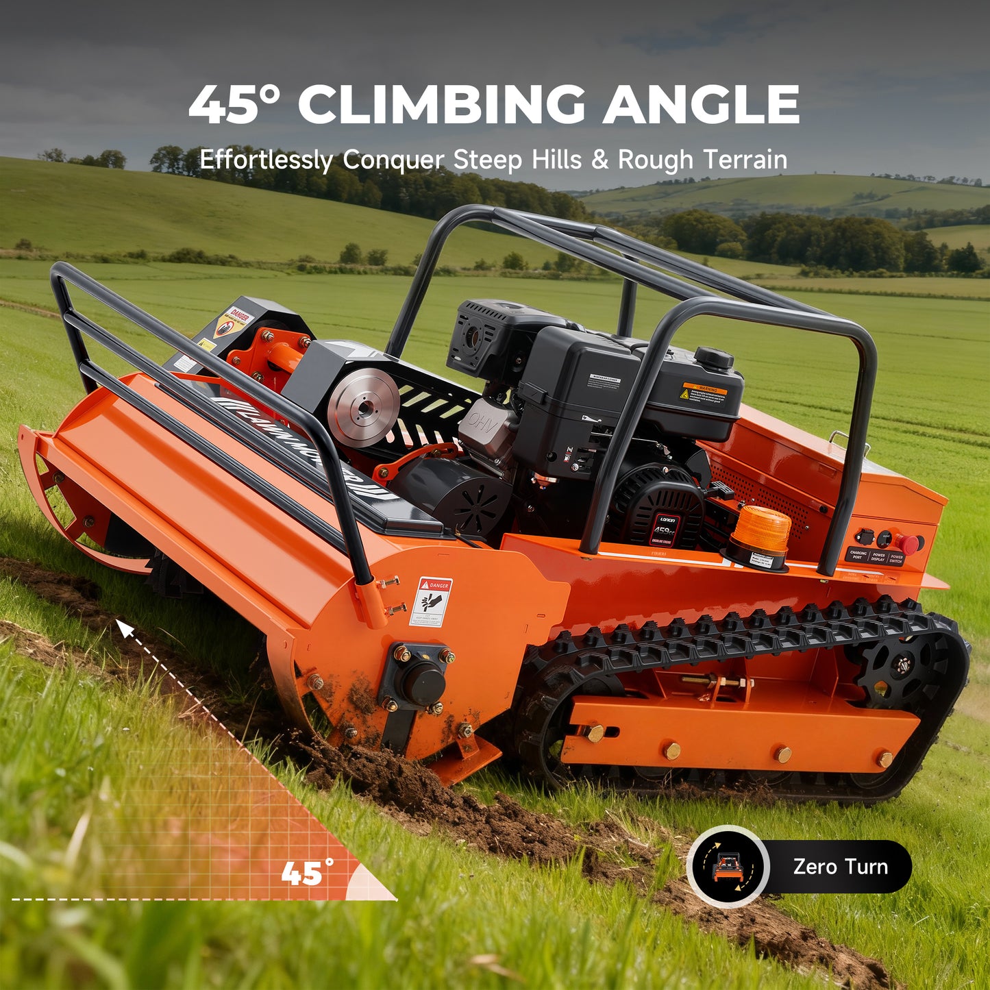 X100U | 39.4" Remote Control Lawn Mower, 13.6HP Hybrid Power, Electric Height Adjustment, 45°Slope Climbing