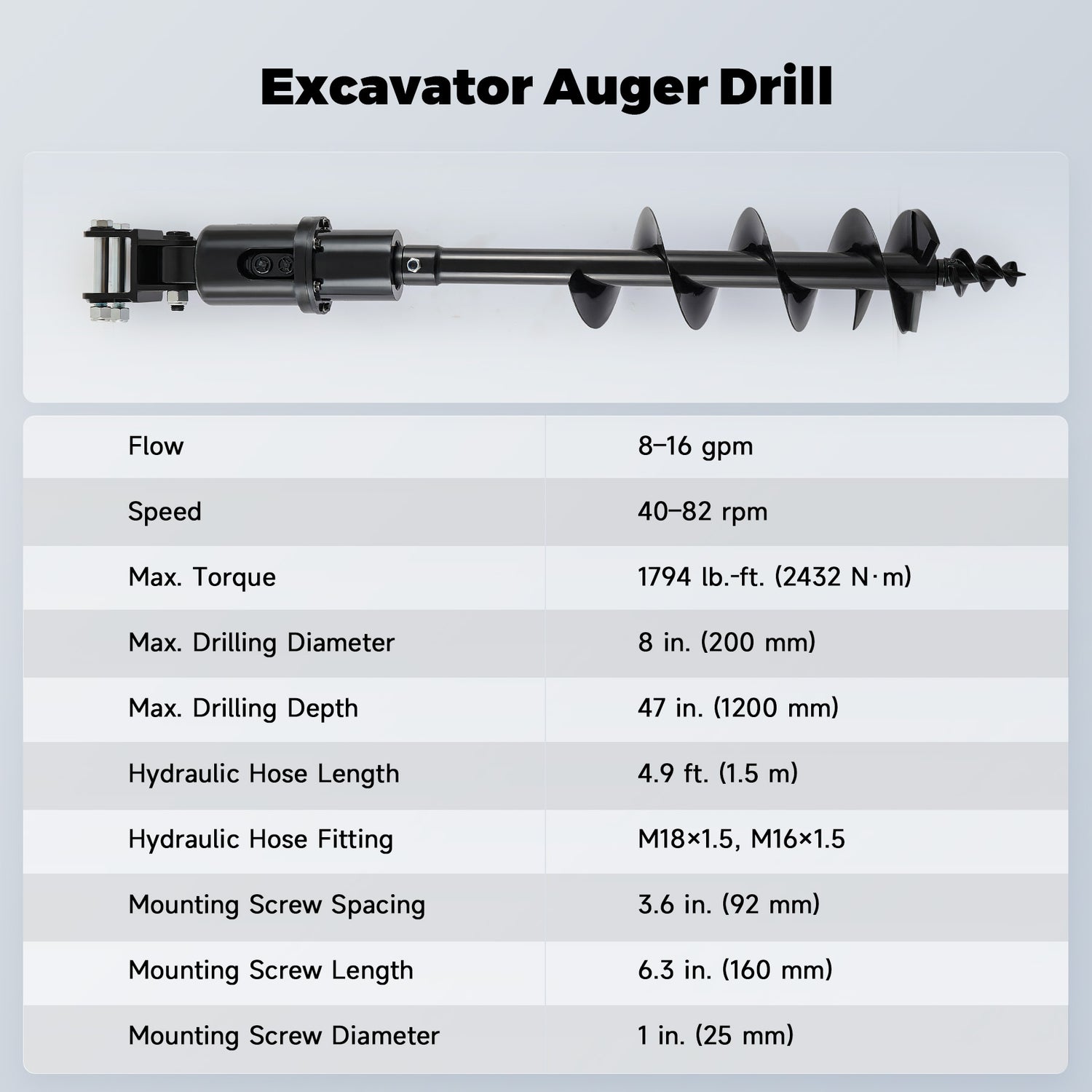 Hydraulic Auger Drill Attachment for Mini Excavator