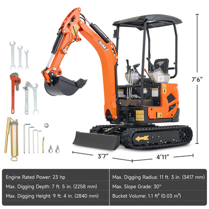 AX-17 | 23 HP B&S Engine 1.6 Ton Mini Excavator with Swing Boom