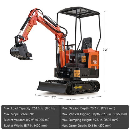 23 hp Mini Digging Machine 1 T Mini Crawler Excavator with 3262 lbf Force