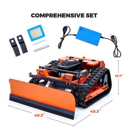 Remote-Controlled Lawn Mower with Snow Plow 45° Max Slope 1000m Remote Range
