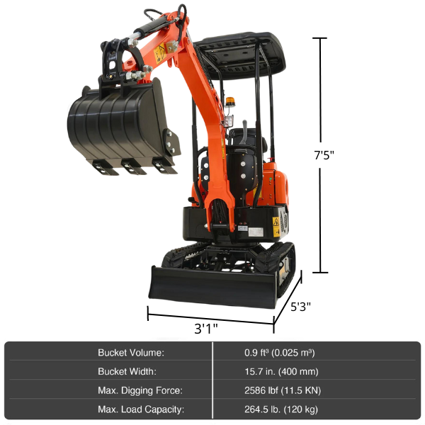 1 Ton Compact Crawler Excavator for Construction Site Farm Alley