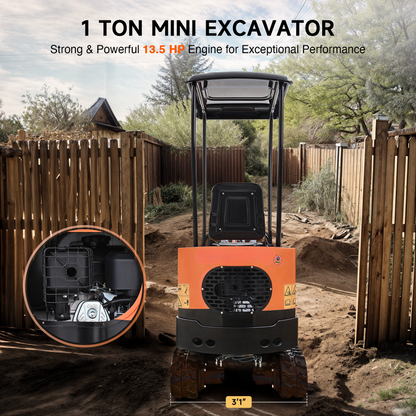 AHM 13.5 hp Mini Excavator 1 T Mini Crawler Excavator for Narrow & Tight Spaces