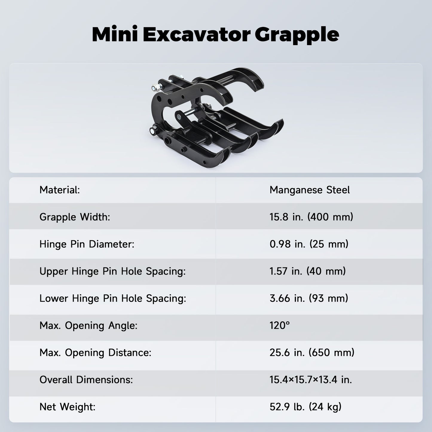 AHM Mini Excavator Grapple Grabber Attachment Wide Opening for 2 Ton Diggers