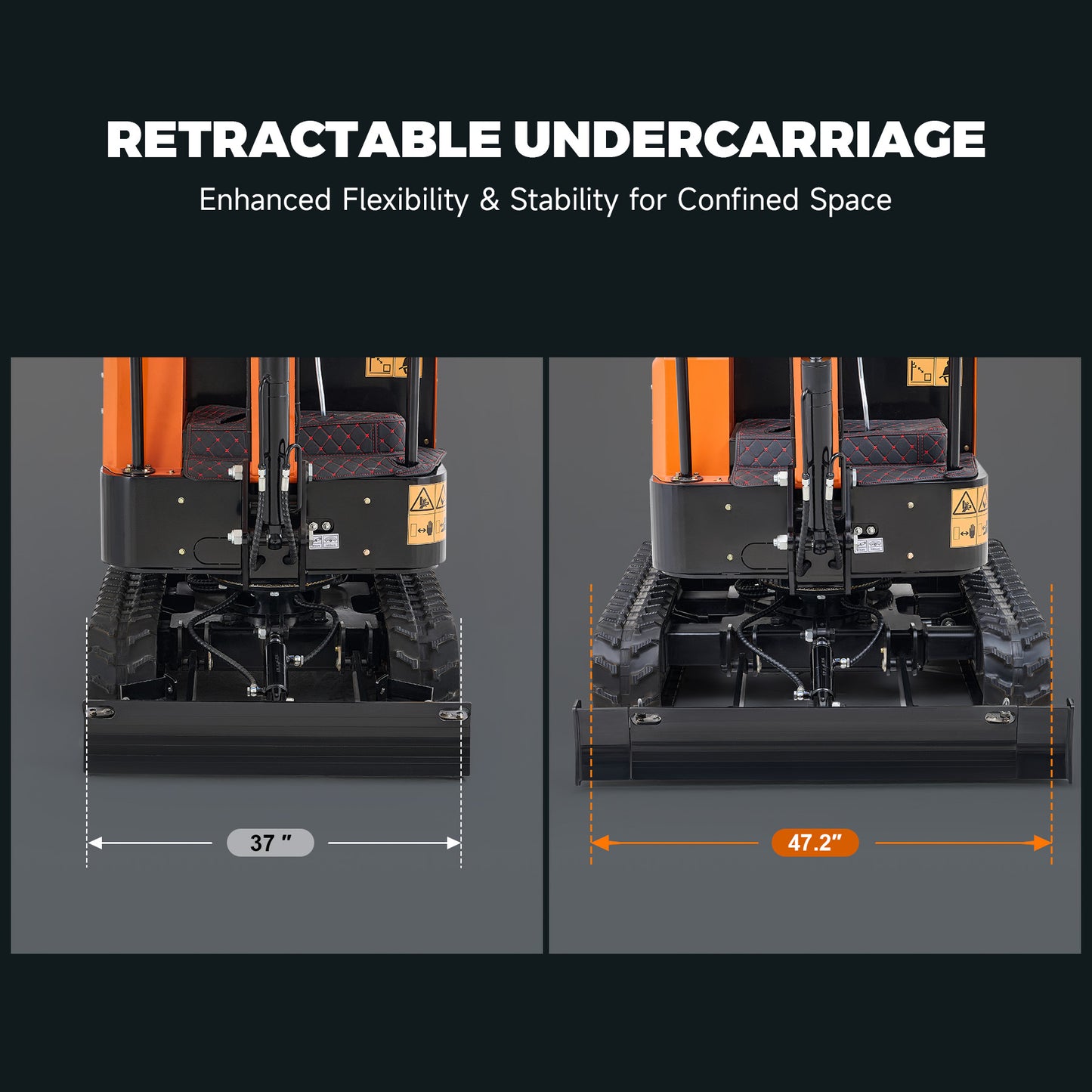 AX-16S | 23 HP B&S Engine Mini Excavator with Retractable Undercarriage