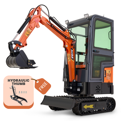 AX-12C | 13.5 HP B&S Engine Mini Excavator with Enclosed Cab