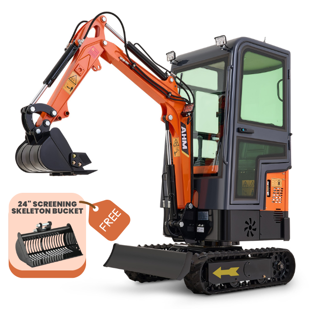 AX-12C | 13.5 HP B&S Engine Mini Excavator with Enclosed Cab