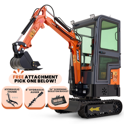 AX-12C | 13.5 HP B&S Engine Mini Excavator with Enclosed Cab