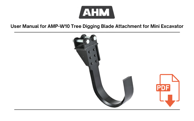 AMP-W10 Tree Digging Blade Attachment for Mini Excavator