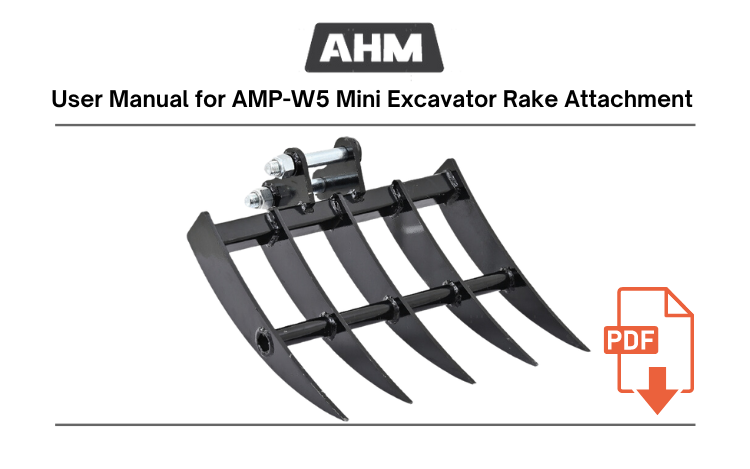 AMP-W5 Mini Excavator Rake Attachment