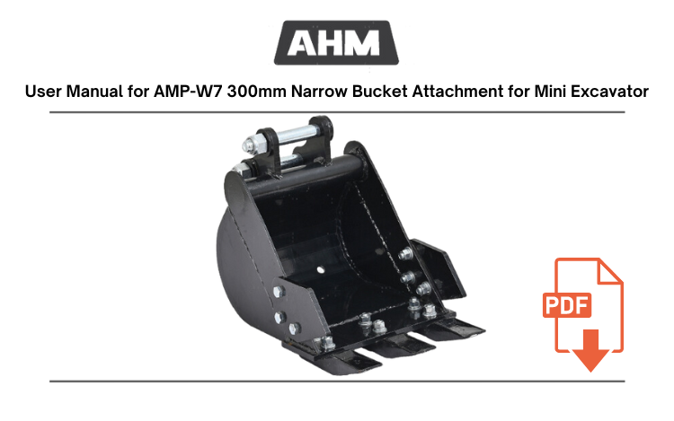 AMP-W7 300mm Narrow Bucket Attachment for Mini Excavator